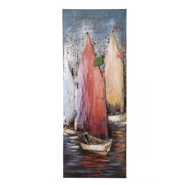 Painting in Metal Sailing Trio, 120x50 cm