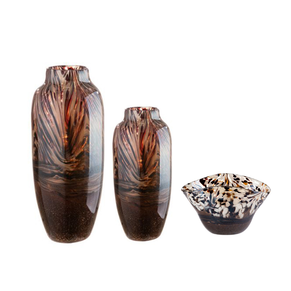 Alessia Glass Vases, 3 Pieces , Brown