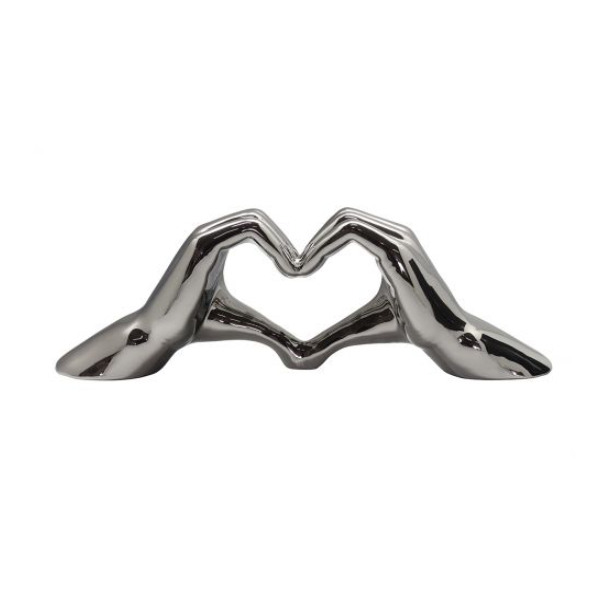 Decorative Heart Shaped Hands, Siver