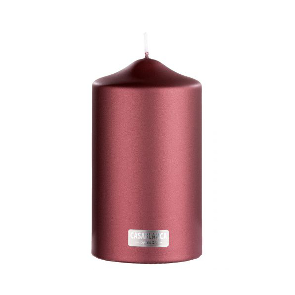 Wax Pillar Candle, Burgundy Metallic