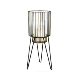 Diversity Windlight Floor Lamp, Black with Gold Details | Gilde