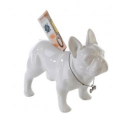 Piggy Mops Bank Sitting Dog, White | Gilde