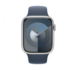APPLE Smartwatch Series 9 GPS 45 mm, Silver Aluminium with Storm Blue Sport Band Strap S/M | Apple
