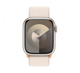 APPLE Smartwatch Series 9 GPS 41 mm, Starlight Aluminium with Starlight Sport Loop Strap One Size | Apple