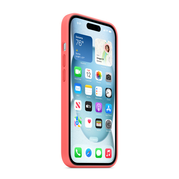 APPLE MT0V3ZM/A Silicone Case for iPhone 15 with MagSafe, Guava | Apple| Image 5