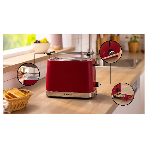 BOSCH TAT4M224 Toaster, Red | Bosch| Image 3