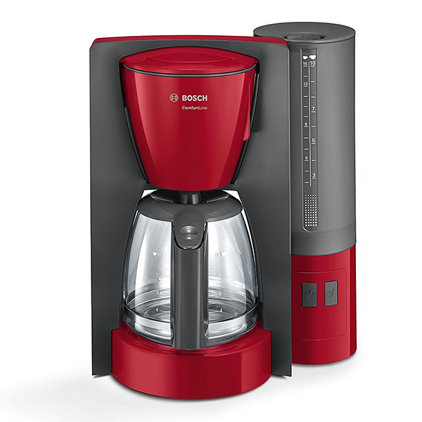 BOSCH TKA6A044 Filter Coffee Machine, Red/Grey