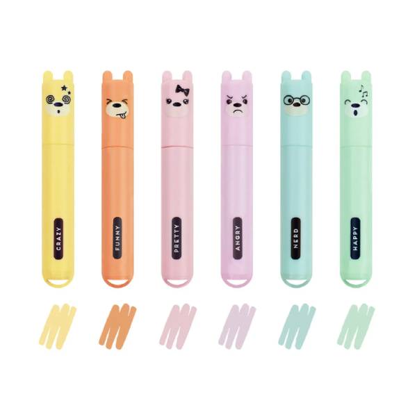 LEGAMI MH0004 Teddy's Style, 6 Mini Pastel Highlighters