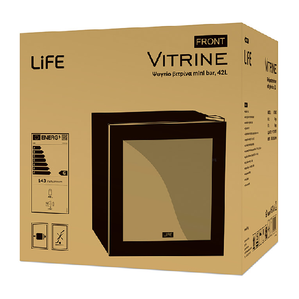 LIFE Mini Bar Display Refrigerator, Black | Life| Image 4