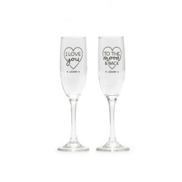 LEGAMI GLA0001 Set of 2 Champagne Flutes, Cheers to Love | Legami