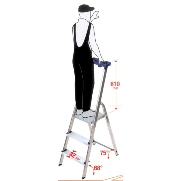 FACAL FAC-DL/6 Aluminum Ladder 5 +1 steps | Facal| Image 3