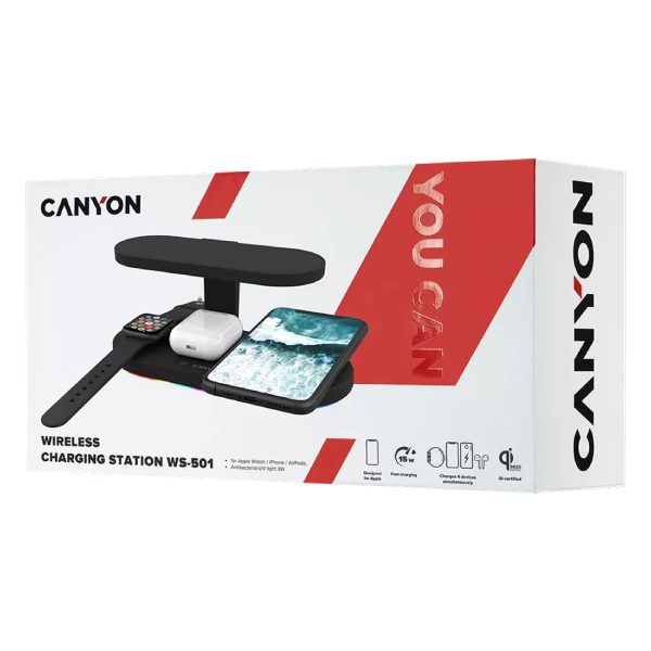 CANYON WCS501B Wireless Charging Station 5 in 1 UV, Black | Canyon| Image 5