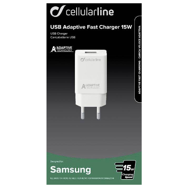CELLULAR LINE ACHSMUSB15WW USB Adaptive Fast Charger for Samsung, White | Cellular-line| Image 3