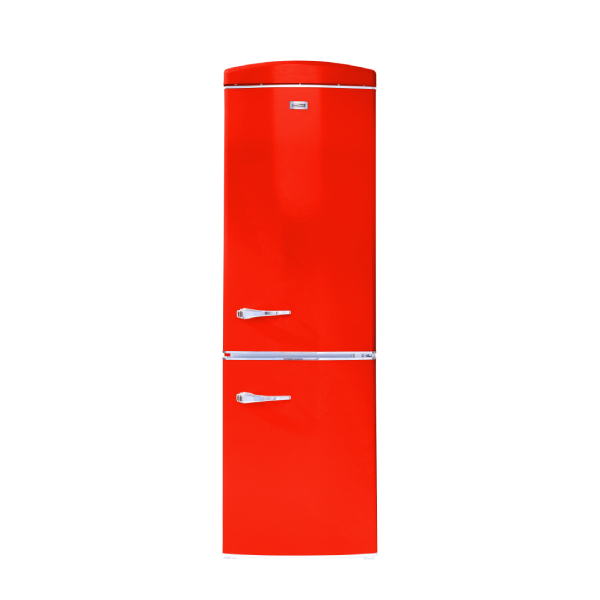 EQUATOR MDRF375WE-RE (RF 132 R) Retro Refrigerator with Bottom Freezer, Red