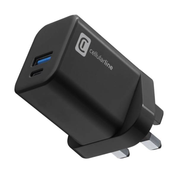 CELLULAR LINE Μultipower Charger with Dual Ports 45 Watt UK, Black