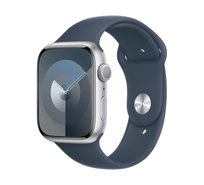 APPLE Smartwatch Series 9 GPS 45 mm, Silver Aluminium with Storm Blue Sport Band Strap S/M | Apple| Image 2