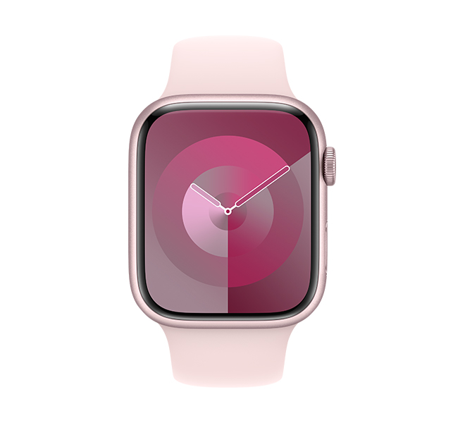 APPLE Smartwatch Series 9 GPS 45 mm, Pink Aluminium with Light Pink Sport Band Strap S/M