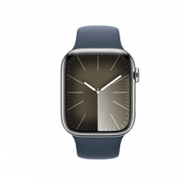 APPLE Smartwatch Series 9 GPS + Cellular 41mm, Silver Stainless Steel με Storm Blue Sport Λουράκι | Apple