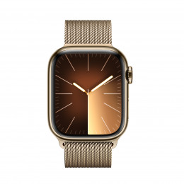 APPLE Smartwatch Series 9 GPS + Cellular 41mm, Gold Stainless Steel με Gold Milanese Loop Λουράκι | Apple