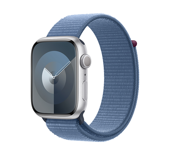 APPLE Smartwatch Series 9 GPS + Cellular 45 mm, Silver Aluminium with Winter Blue Sport Loop Strap | Apple| Image 2