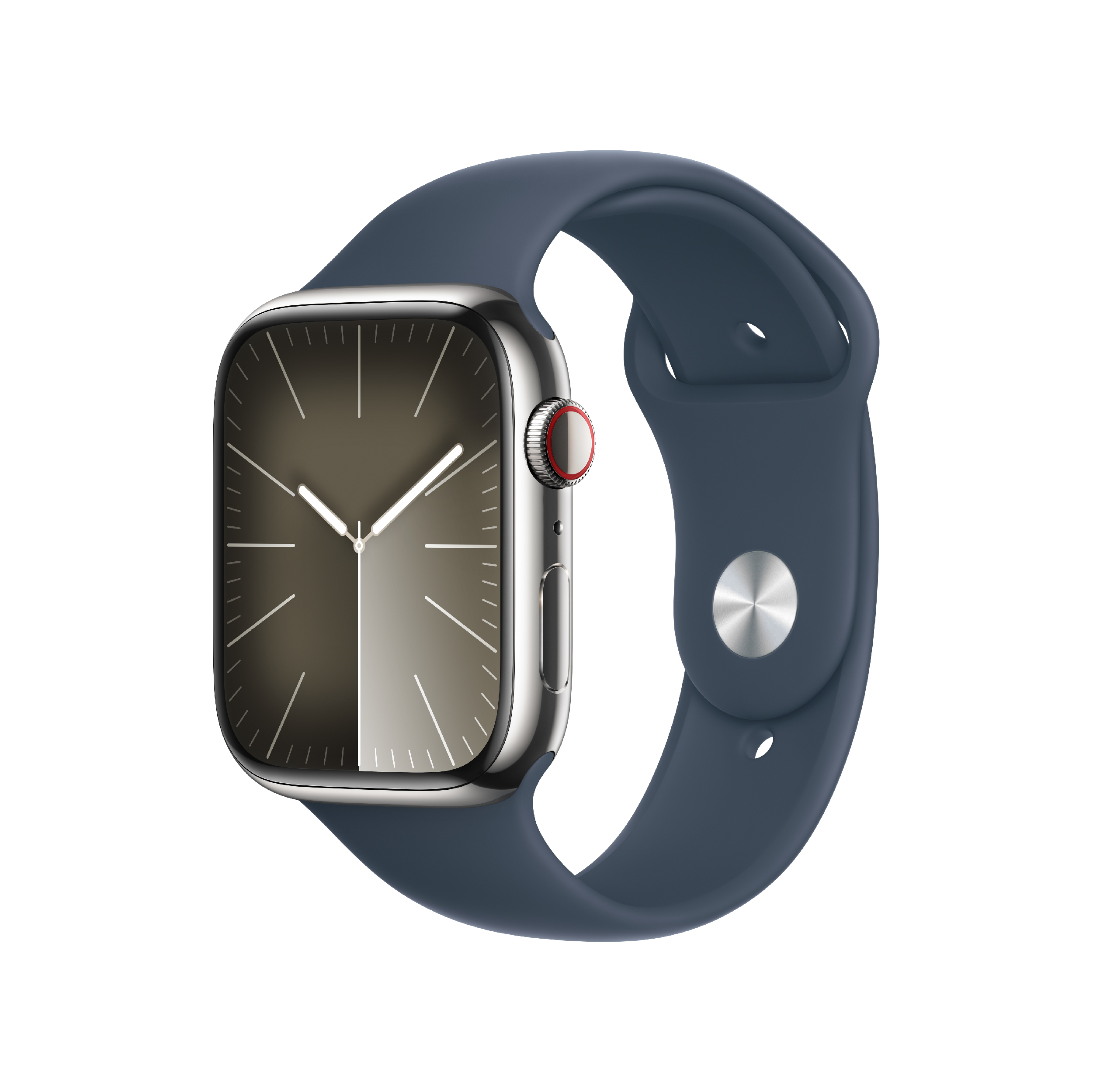 APPLE Smartwatch Series 9 GPS + Cellular 45 mm, Silver Stainless Steel με Storm Blue Sport Λουράκι | Apple| Image 2
