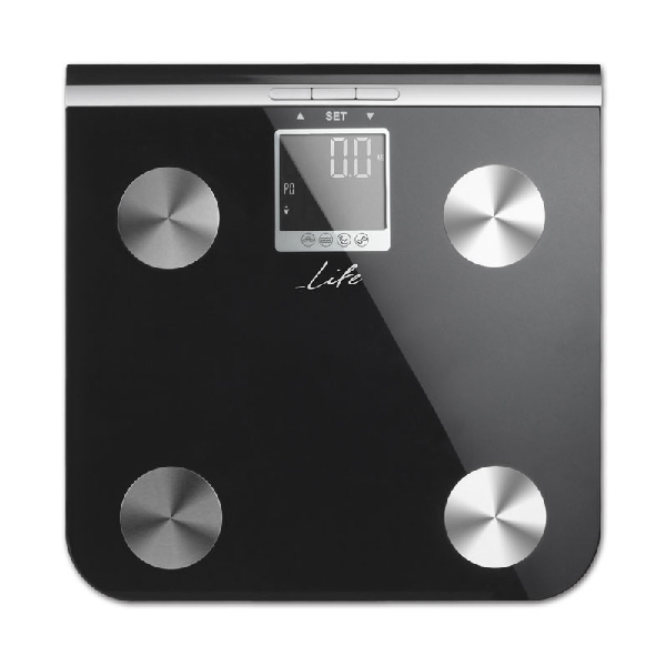 LIFE 221-0076 Bathroom Scale with Body Fat Analysis, Black
