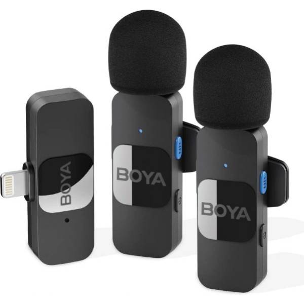 BOYA BY-V2 Διπλό Ασύρματο Μικρόφωνο για iPhone, Μαύρο