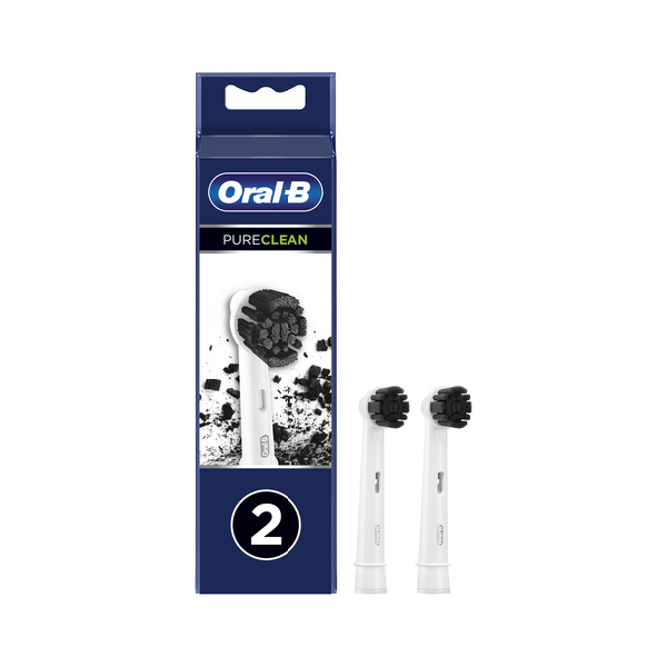 BRAUN Oral-B Pure Clean Charcoal Replacement Heads, 2 Pieces 