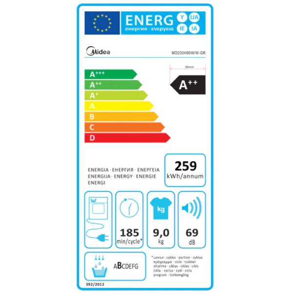 MIDEA MD200H90W/T-CY Στεγνωτήριο Ρούχων 9 Κg, Aσημί | Midea| Image 4