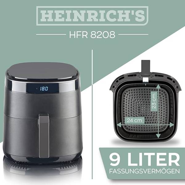 HEINRICH'S HFR8208 Air Fryer, Black | Heinrich| Image 2