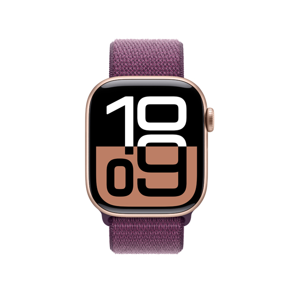 APPLE Smartwatch Series 10 GPS + Cell 46mm, Rose Gold Aluminium με Plum Sport Loop Λουράκι