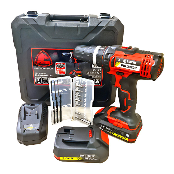 STAYER STY-002063 Cordless Drill, Screwdriver & Hammer Drill (3 in 1) 18V, 2Χ2.0 Αh