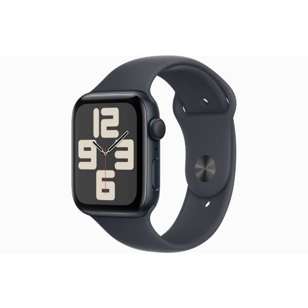 Apple Smartwatch SE GPS 44mm, Midnight Αλουμίνιο με Midnight Αθλητικό Λουράκι - Small/Medium