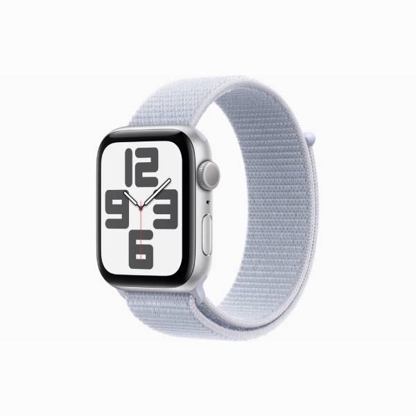 APPLE Smartwatch SE GPS 44mm, Silver Aluminium Case with Blue Cloud Sport Loop