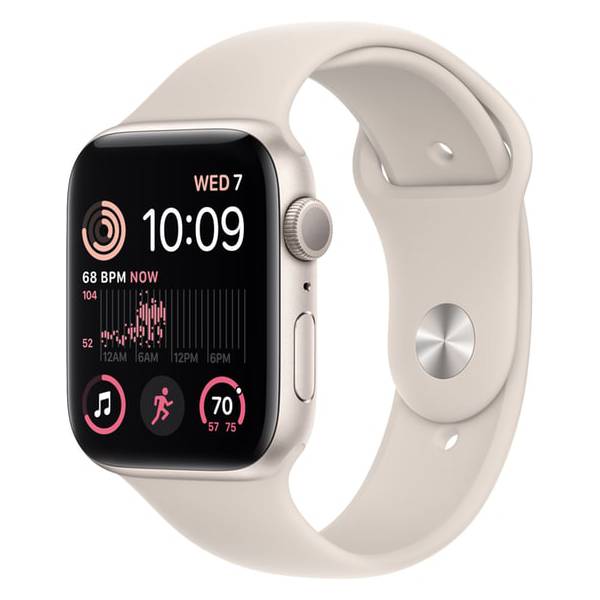 APPLE Smartwatch SE GPS 44mm, Starlight Αλουμίνιο με Starlight Αθλητικό Λουράκι - Medium/Large