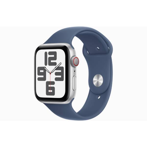 Apple Smartwatch SE GPS + Cell. 44mm, Ασημένιο Αλουμίνιο με Denim Αθλητικό Λουράκι - Small/Medium