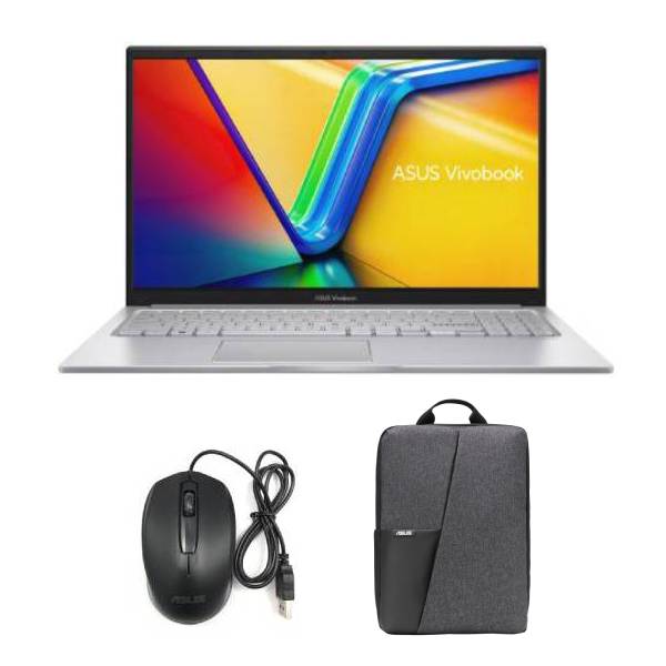 ASUS X1504ZA-BQ1132CW Laptop 15.6" with Backpack and Mouse, SIlver