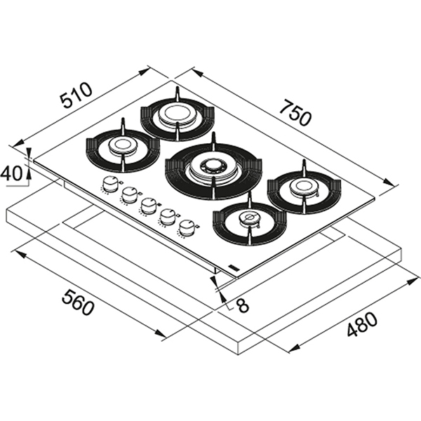 FRANKE FHMF 755 4G DC C WH Gas Hob, White | Franke| Image 2