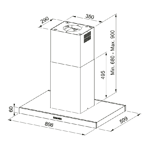 FRANKE Tale 905 Ιsland Hood 90 cm, Black | Franke| Image 5