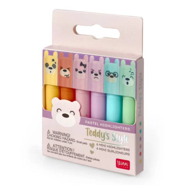 LEGAMI MH0004 Teddy's Style, 6 Mini Pastel Highlighters | Legami| Image 2