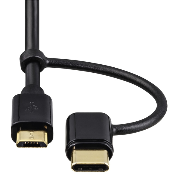 HAMA 54512 2in1 Micro USB Cable with USB-C Adapter, gold-plated, shielded, 1.00 m | Hama| Image 3