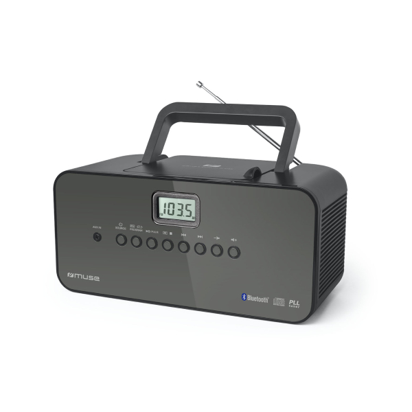 MUSE M-22 BT Bluetooth Portable Radio with CD Player, Black