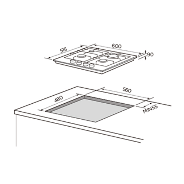 MIDEA 60G40ME096 - 60GH096 Εστία, Μαύρο | Midea| Image 2