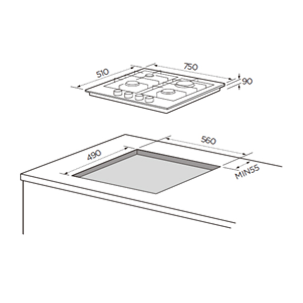 MIDEA MG75095TGB - 75GQ095 Εστία, Μαύρο | Midea| Image 2