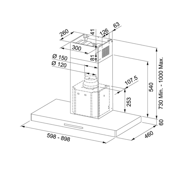 FRANKE FCR 625 TC BK/XS NG Chimney Hood, Black | Franke| Image 2