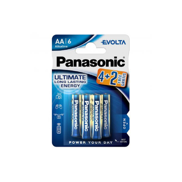 PANASONIC LR6EGE/6BW Evolta Μπαταρίες, 4+2 AA