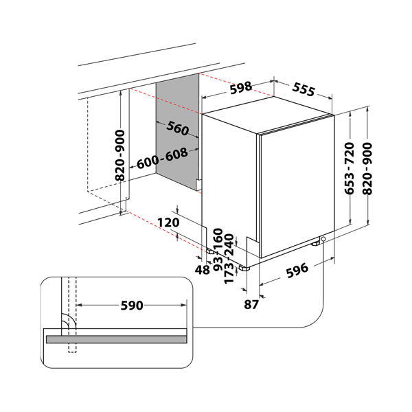 WHIRLPOOL 9W-WIC3C33PFEUK Εντοιχιζόμενο Πλυντήριο Πιάτων 60 cm, Άσπρο | Whirlpool| Image 4