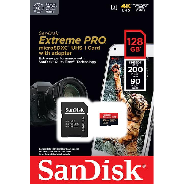 SANDISK SDSQXCD-128G-GN6MA Extreme Pro MicroSD Κάρτα Μνήμης, 128 GB | Sandisk| Image 4