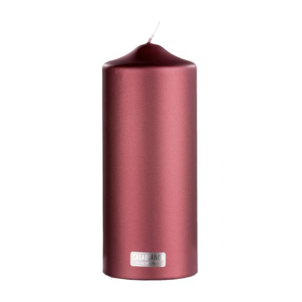 Wax Pillar Candle, Burgundy Metallic