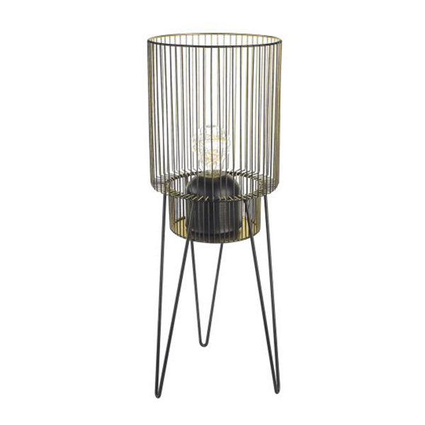 Diversity Windlight Metal Floor Lamp, Black with Gold DetailsDiversity Windlight Μεταλλικό Κηροπήγιο Φωτιστικό Δαπέδου, Μαύρο με Χρυσό